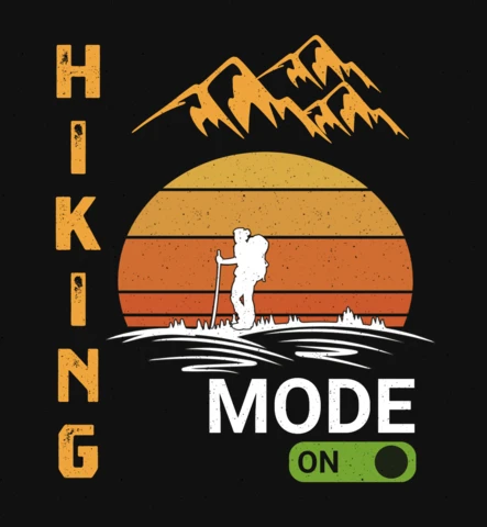Hiking Mood On T-Shirt Design Template