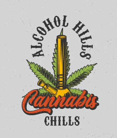 Cannabis And A Bong T-Shirt Design Template