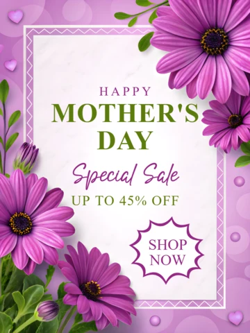 Floral Mother's Day Sale Template Design – Editable Promotional Graphic for Discounts