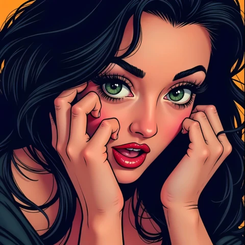 Plantilla de diseño de retrato estilo cómic editable para proyectos creativos