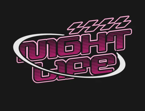 Vie nocturne dérive néon typographie damier pour le design de t-shirt de culture urbaine et de vitesse