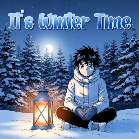 Template de design de anime de inverno para cartões de saudação