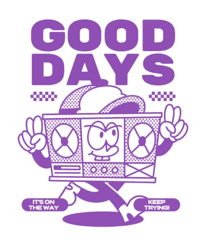 Retro Cartoon Style Design Template: Good Days Boombox Graphic