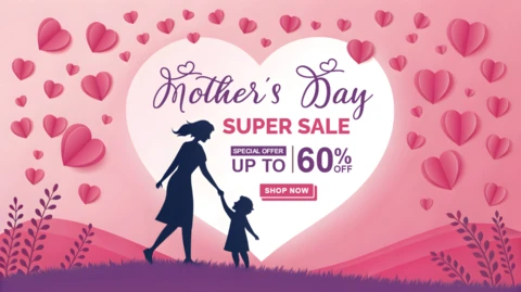 Mother's Day Sale Template - Heartfelt Design with Floral Elements
