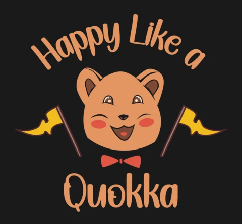 „glücklich wie ein quokka“ positiver spruch für ein feel-good aussie-inspiriertes merch-t-shirt-design-template