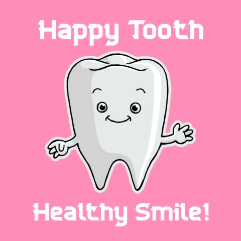 Happy Tooth Cartoon Design Template for Kids Healthy Smile