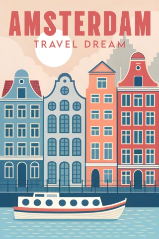 Amsterdam Travel Dream Design Template for Posters