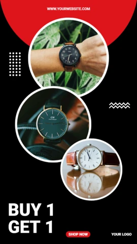Black And Red Geometrical Instagram Story Post Design Template