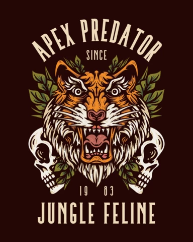 Tigre de la jungle, prédateur de l'apogée, design de t-shirt imprimable