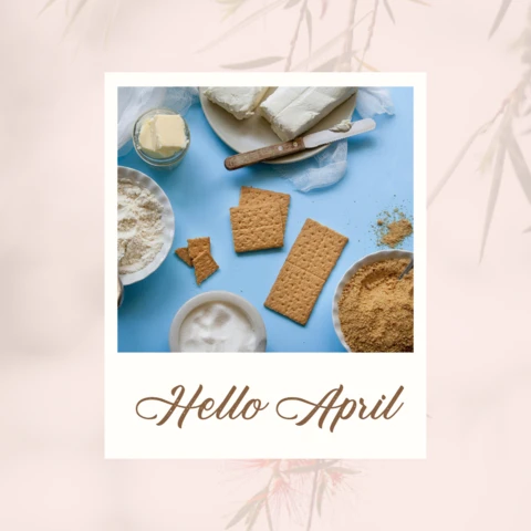 Hello april cheesecake ingredients instagram post design template