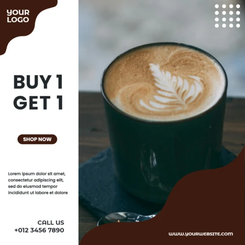 Koop 1 krijg 1 koffie sale instagram post ontwerpsjabloon