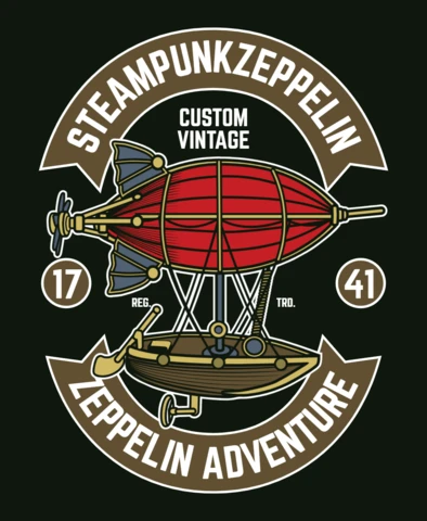 Steampunk Zeppelin T-Shirt Design Template