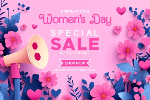 Colorful Women's Day Sale Design for Floral Banner Template