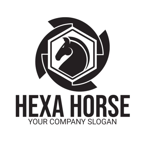 Hexa pferdekopf logo entwurfsvorlage