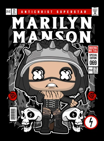 Marilyn Manson Cartoon Character Magazine Cover Design Template