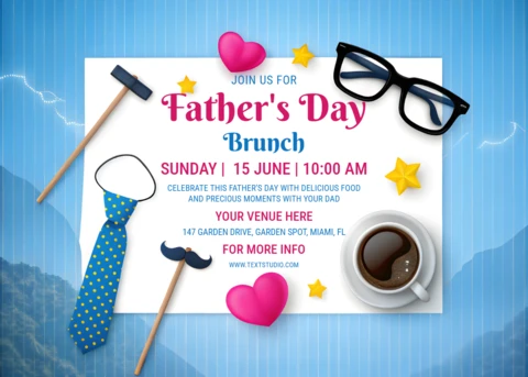Colorful Father's Day Brunch Invitation Template Design