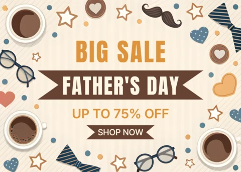 Father's Day Sale Design Template with Whimsical Breakfast Elements
