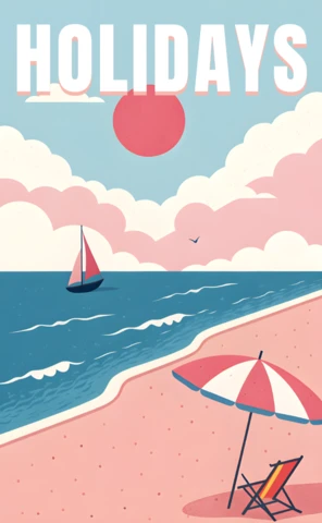 Beach Holiday Design Template with Sun and Sailboat for Summer Promotions