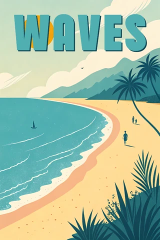 Retro Flat Beach Scene Design for Retro Flat Surfers Poster and Merch