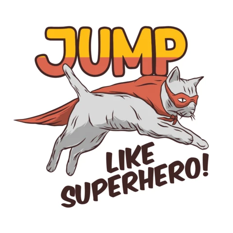 Jump like cat superhero t-shirt design template