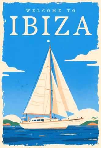 Vintage Ibiza Sailing Design Template for Posters