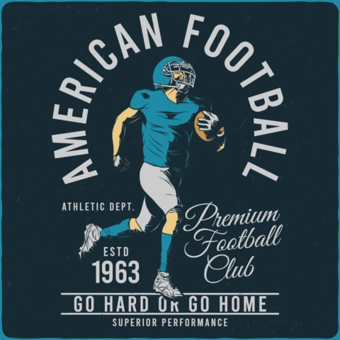 American Football Club Retro T-Shirt Design