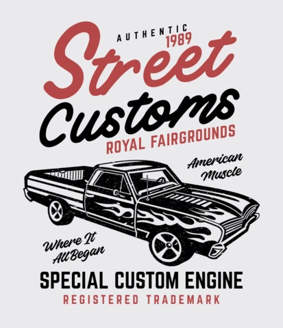 Street Custom Car T-Shirt Design Template