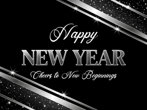 Elegant New Year Celebration Template Design with Silver Accents for Greeting Cards