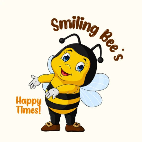 Smiling Bee Cartoon Design Template for Kids Room Decoration