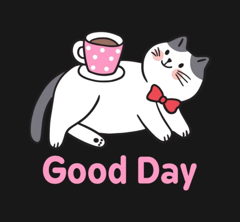 Good Day Cute Cat Coffee Cup T-Shirt Design Template