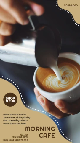 Plantilla de diseño de publicación de historia de Instagram de cafetería matutina