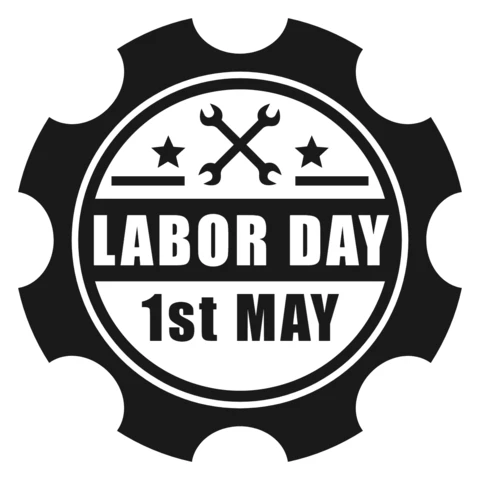Modèle de timbre pour la fête du travail du 1er mai noir