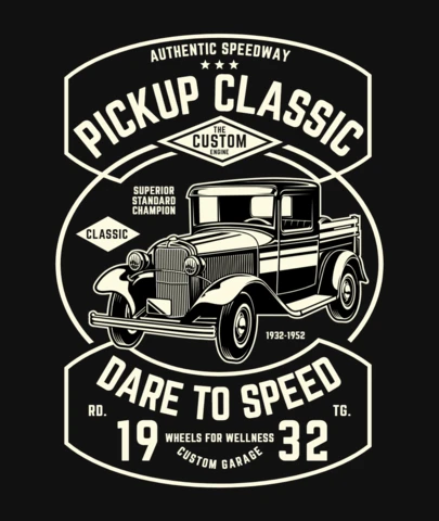 Pickup Classic Car T-Shirt Design Template