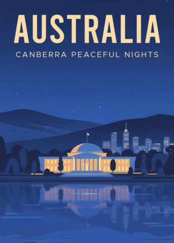 Modèle de conception de paysage urbain nocturne d'Australie pour affiches
