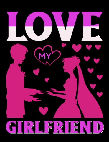 Romantic Love Design Template with Silhouette Art for Girlfriend