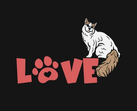 Divertido amor lindo gato camiseta plantilla de diseño