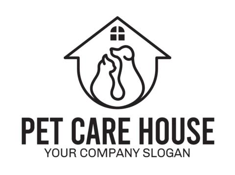 Modelo de design de logotipo de casa de cuidados para animais de estimação