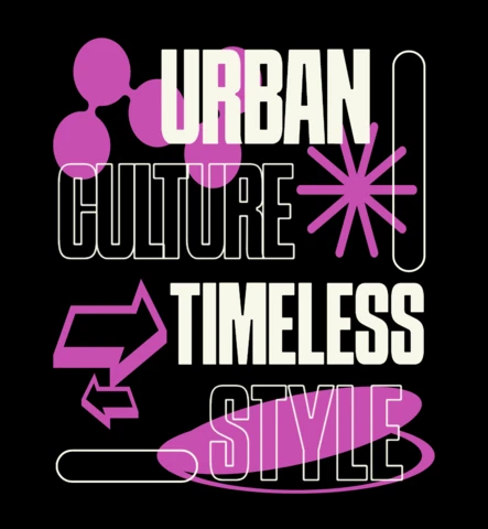 Plantilla de diseño de camiseta con tipografía audaz y acentos gráficos de cultura urbana atemporal