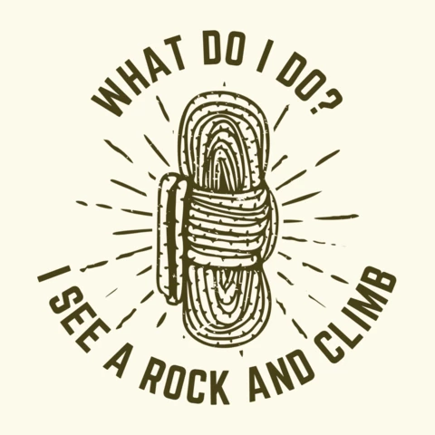 Rock Climb with Rope Vintage T-shirt Design Template