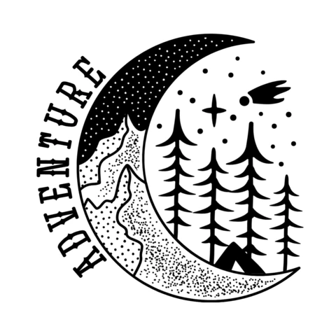 Sacred Geometry Camping Adventure Silhouette Badge Template Design