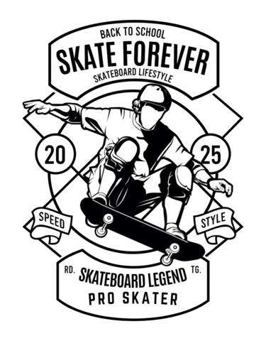 Skate forever profesyonel patenci tişört tasarım şablonu