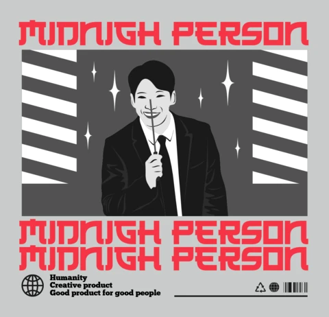 Midnight Person Graphic Design Template for Apparel and Merchandise