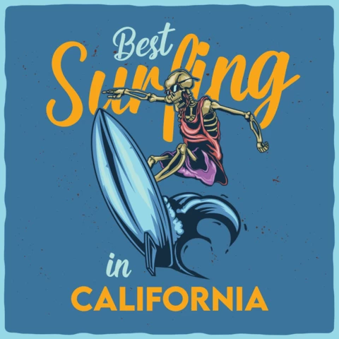 Skeleton Best Surfing Poster Design Template