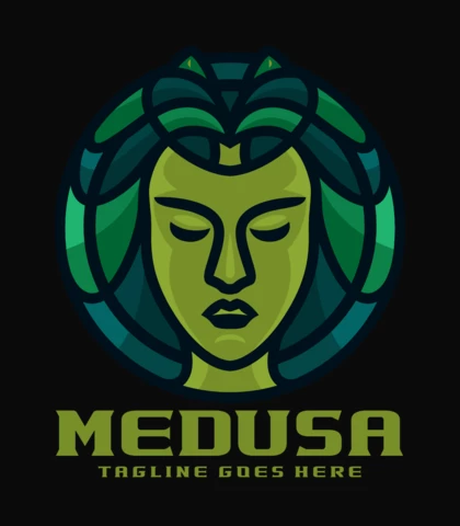 Medusa Woman And Snake Logo Design Template