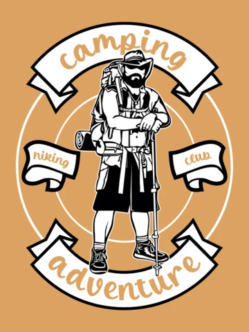 Modèle de conception de t-shirt de personnage d'aventure de camping