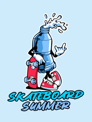 Skateboard Summer T-shirt Design Template