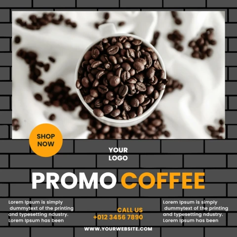 Coffee Shop Promotional Social Media Post Design Template