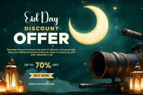 Elegante plantilla de oferta de descuento para el día del Eid - diseño islámico festivo para promociones