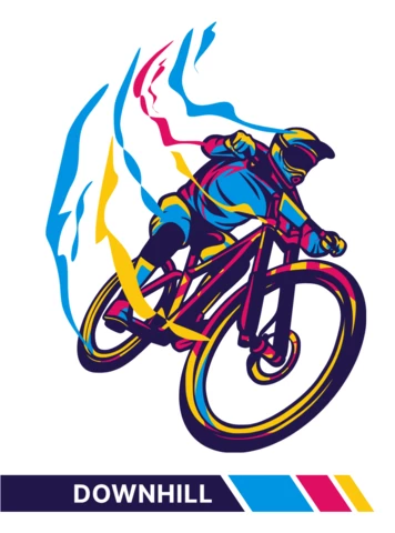 Downhill Mountain Bike Motion Poster Design Template