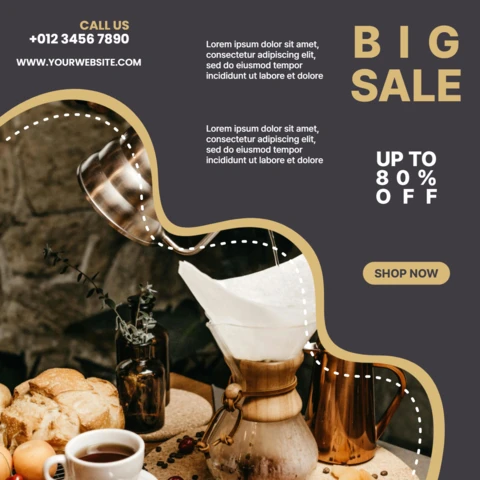 Big Sale Coffee Shop Social Media Post Design Template